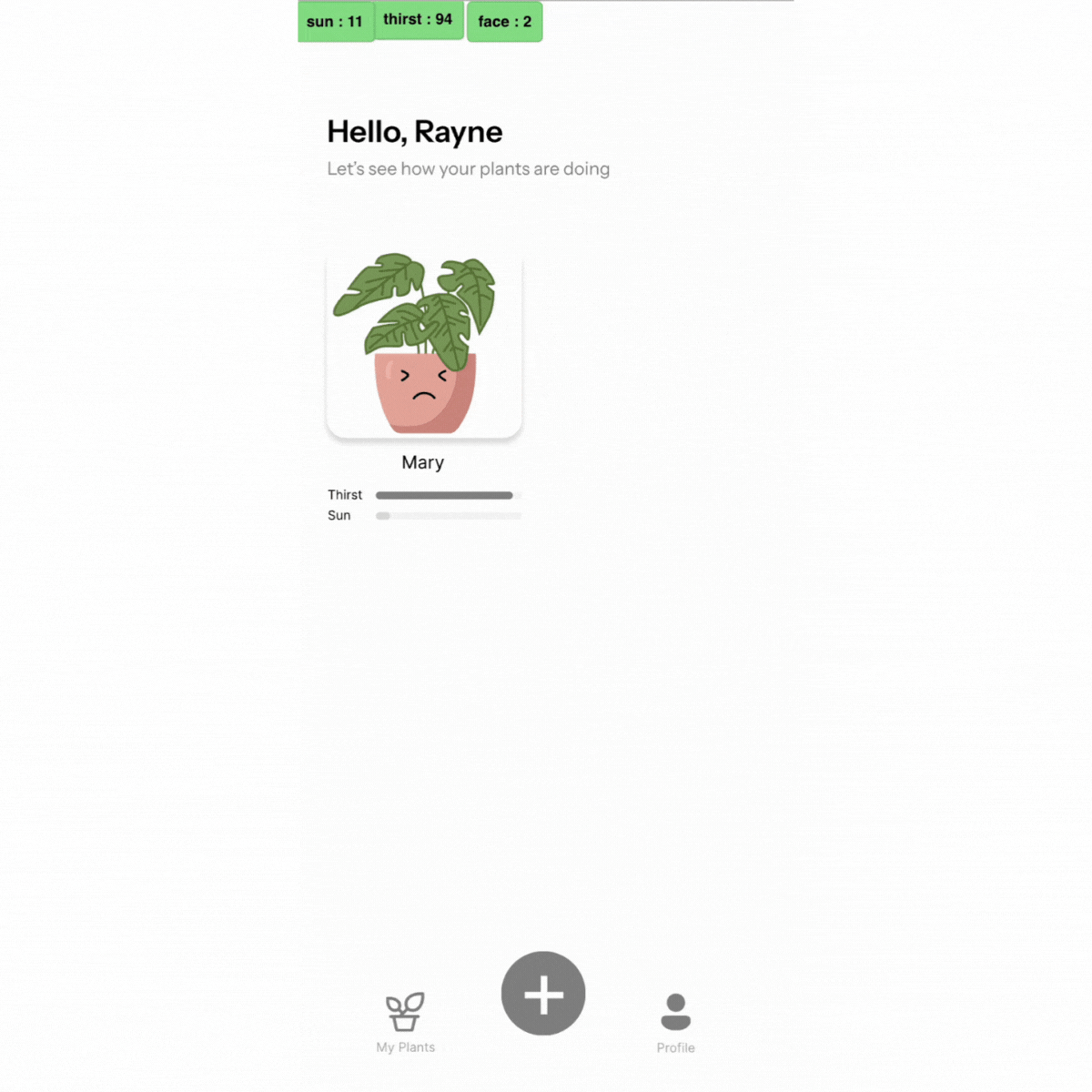 This is a screen recording of the plants faces changing depending on the data from the Arduino